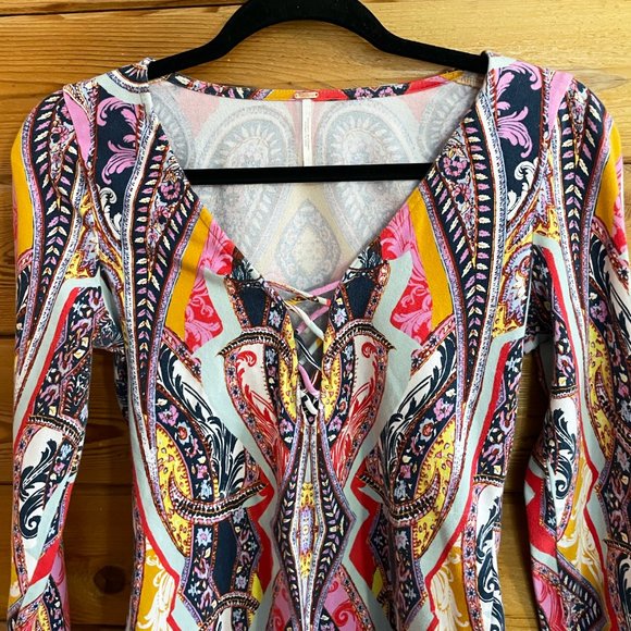 Free People Paisley Colorful Bodysuit Medium - Picture 6 of 7